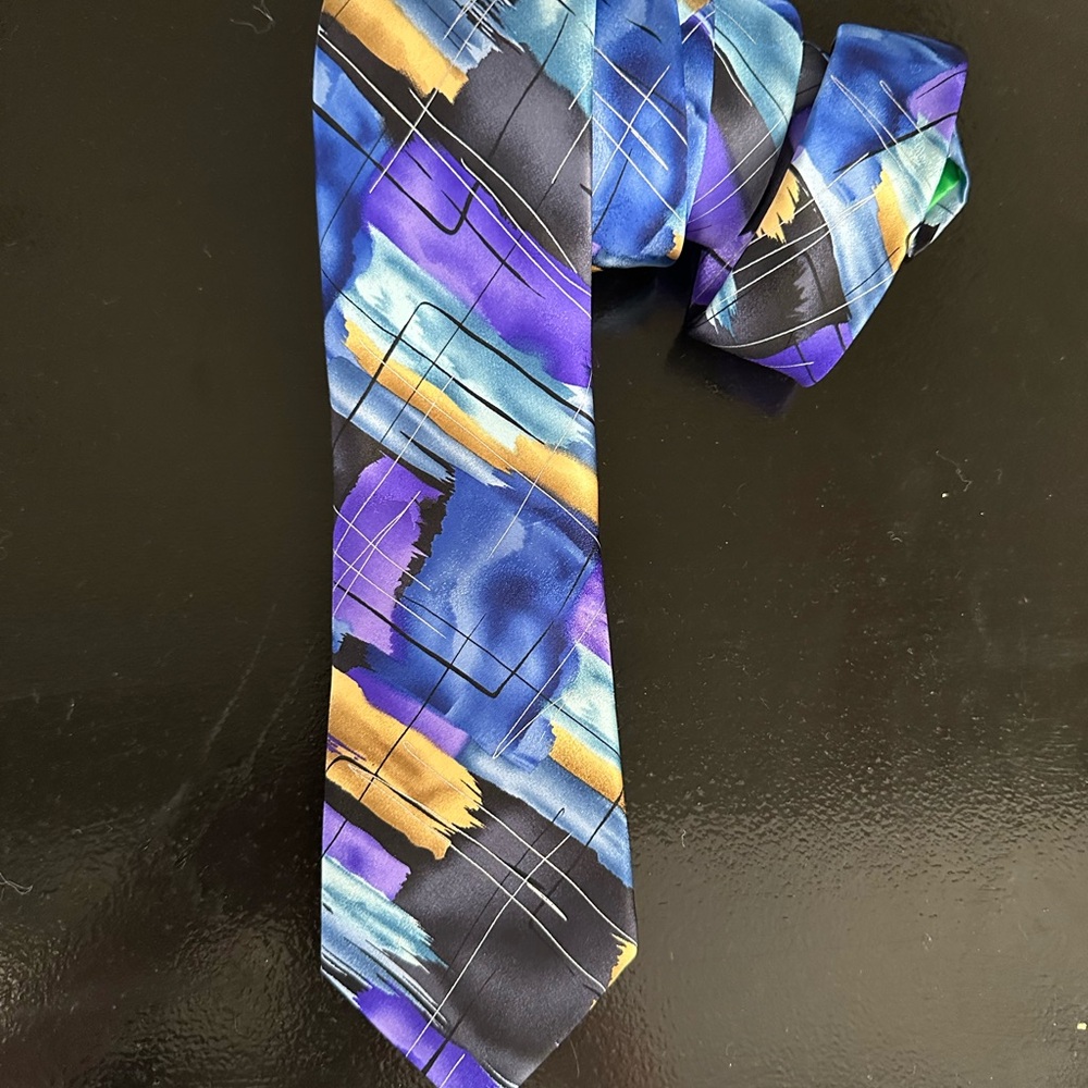 Jerry Garcia Birdland Collection 62 Abstract purple yellow green Men’s Dress Tie